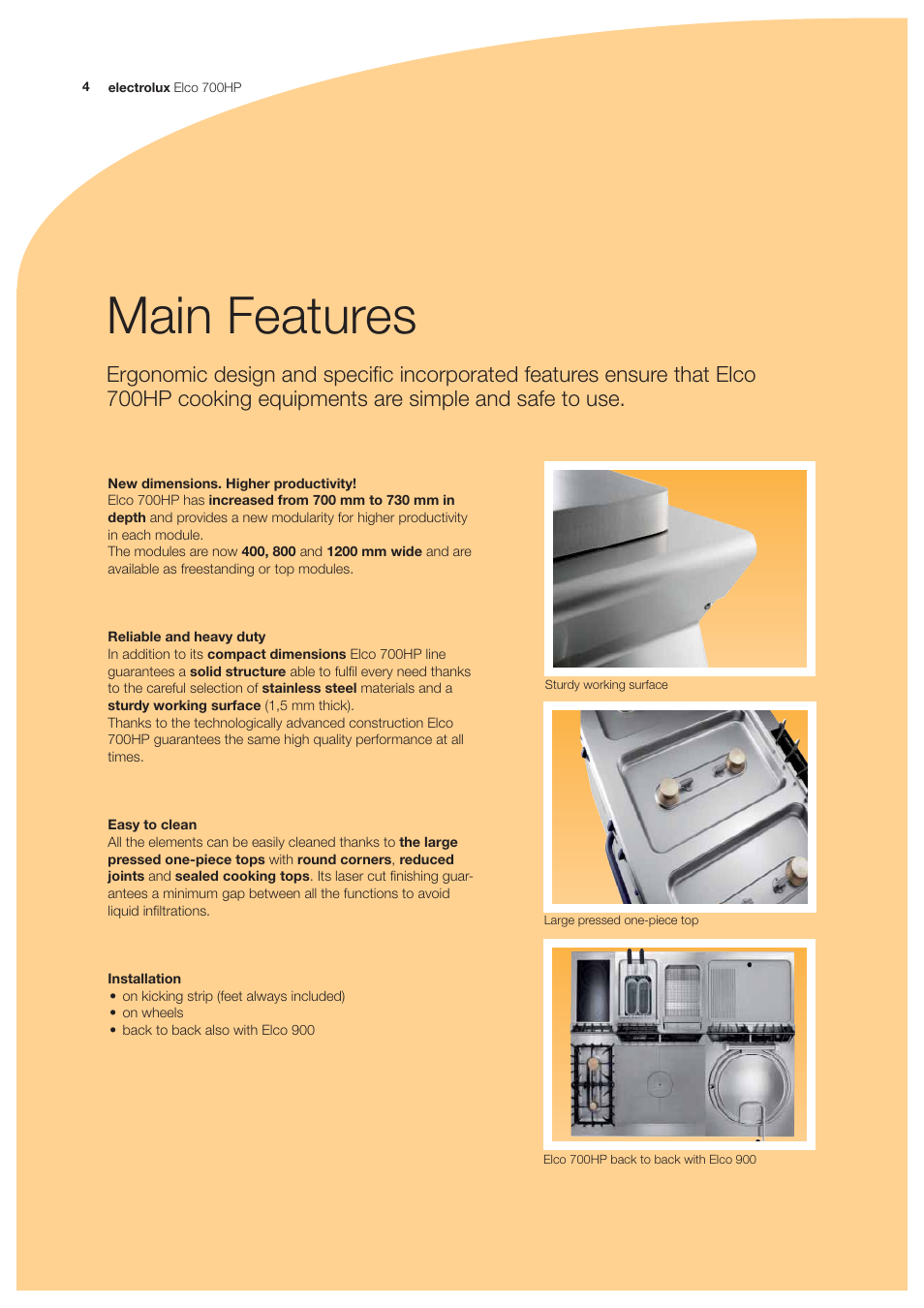 Main features | Electrolux Elco 700HP User Manual | Page 4 / 28