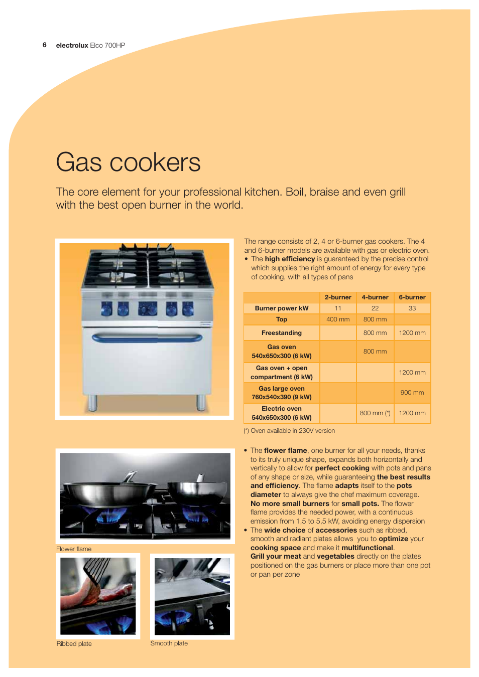 Gas cookers | Electrolux Elco 700HP User Manual | Page 6 / 28