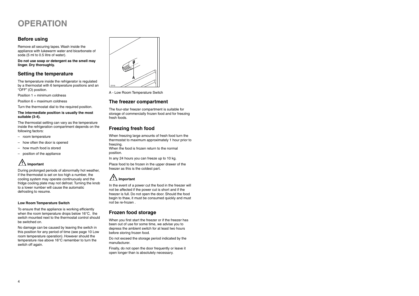 Operation | Electrolux ER 7526/1 B User Manual | Page 4 / 20