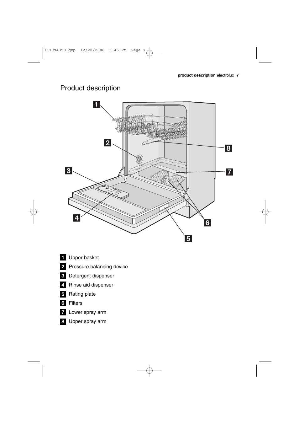 Product description | Electrolux DISHLEX DX303 User Manual | Page 7 / 40