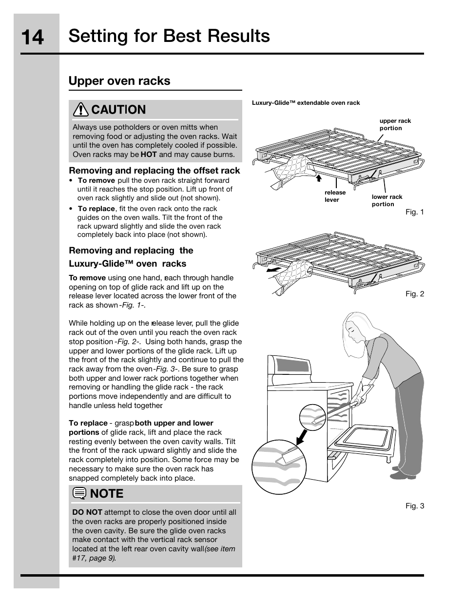 Setting for best results | Electrolux 30" FREE-STANDING GAS WAVE-TOUCHTM RANGE 316471110 User Manual | Page 14 / 64