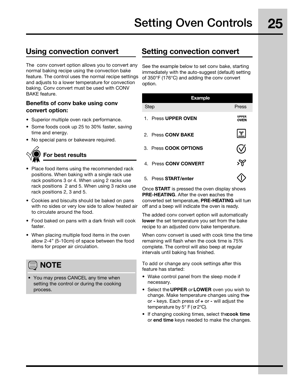 Setting oven controls | Electrolux 30" FREE-STANDING GAS WAVE-TOUCHTM RANGE 316471110 User Manual | Page 25 / 64