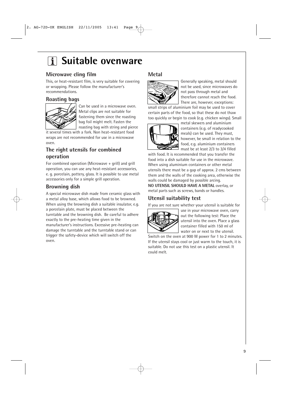 Suitable ovenware | Electrolux MCD2660E User Manual | Page 11 / 44