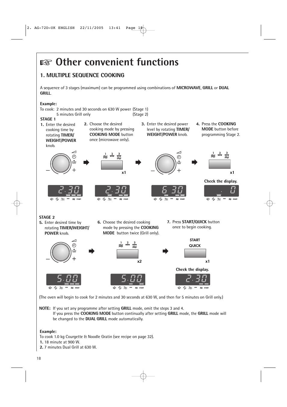 Other convenient functions, Multiple sequence cooking | Electrolux MCD2660E User Manual | Page 20 / 44