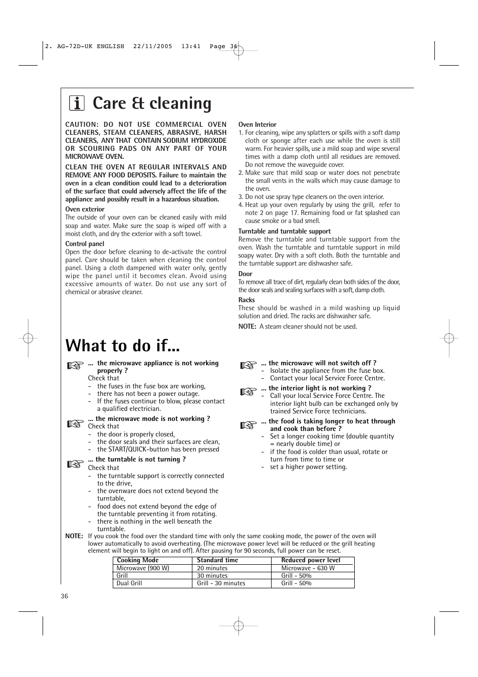 Care & cleaning, What to do if | Electrolux MCD2660E User Manual | Page 38 / 44