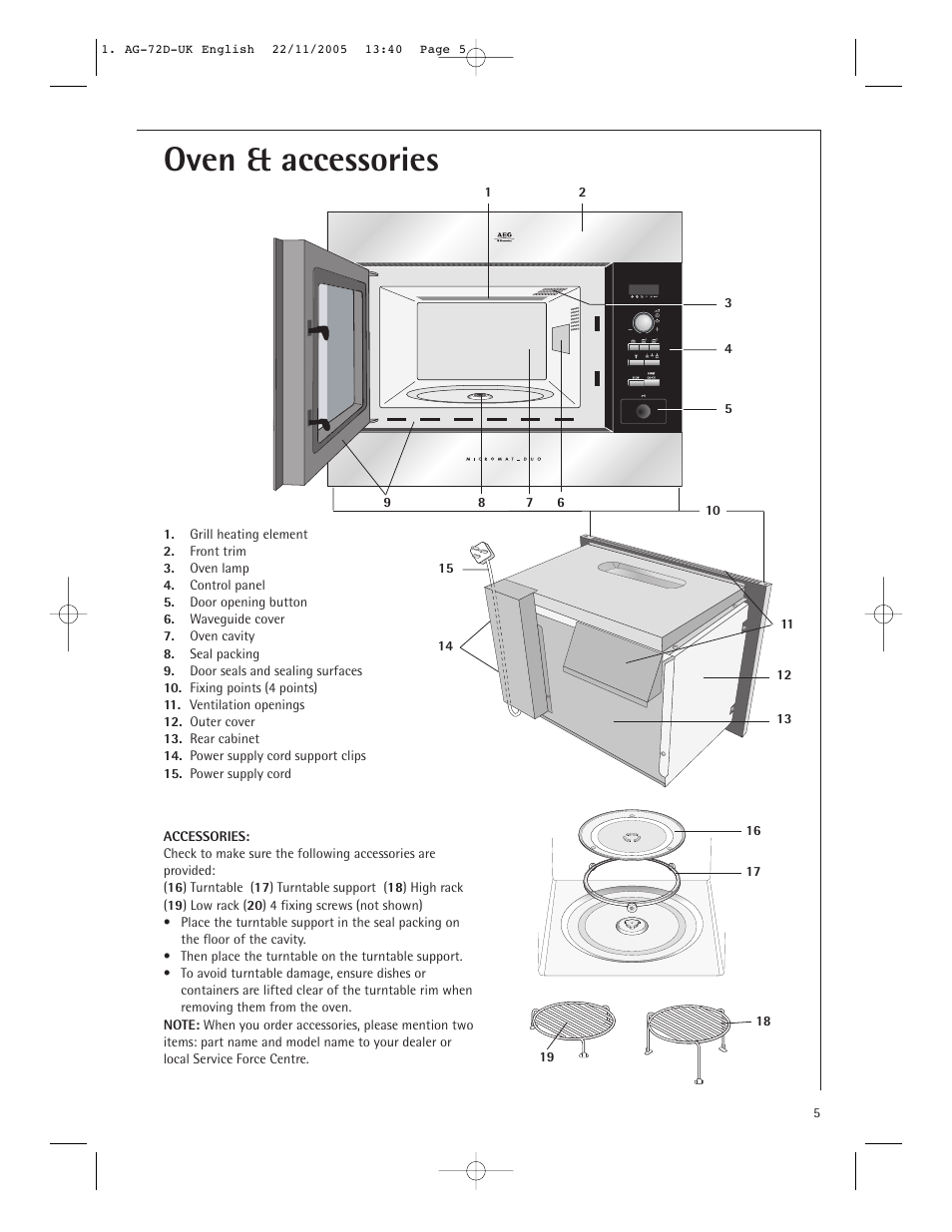 Oven & accessories | Electrolux MCD2660E User Manual | Page 7 / 44