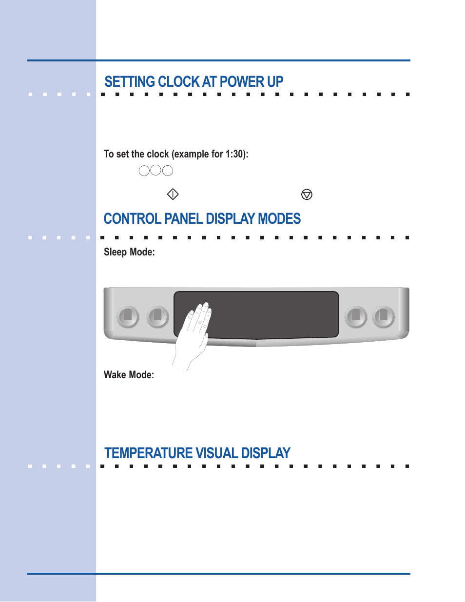 Getting started, Temperature visual display | Electrolux Gas Slide-In Range User Manual | Page 14 / 52
