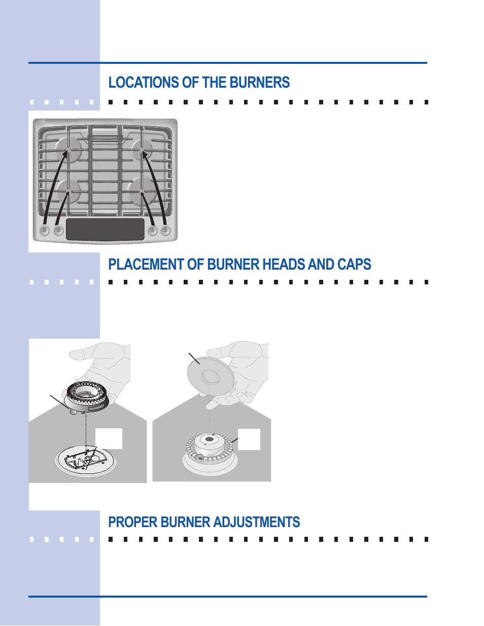 Surface cooking, Proper burner adjustments | Electrolux Gas Slide-In Range User Manual | Page 16 / 52