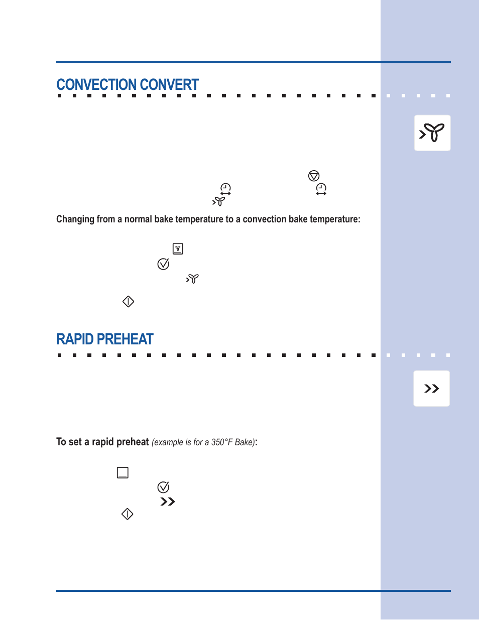 Cooking modes, Convection convert, Rapid preheat | Electrolux Gas Slide-In Range User Manual | Page 25 / 52