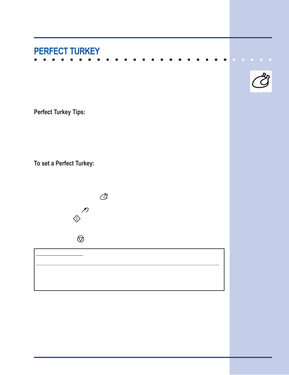 Cooking modes, Perfect turkey, Perfect turkey tips | Electrolux Gas Slide-In Range User Manual | Page 31 / 52