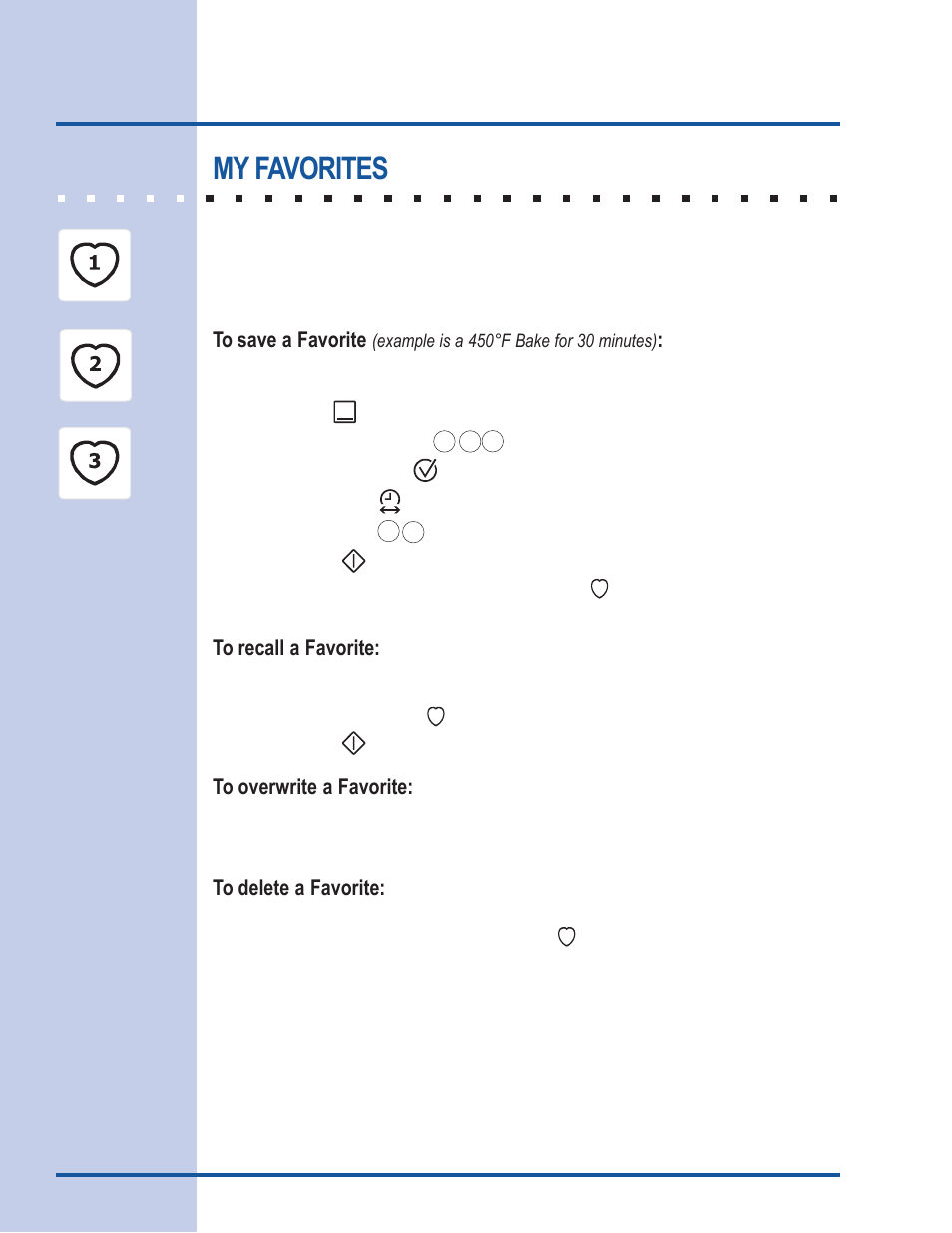 Oven controls, My favorites | Electrolux Gas Slide-In Range User Manual | Page 38 / 52