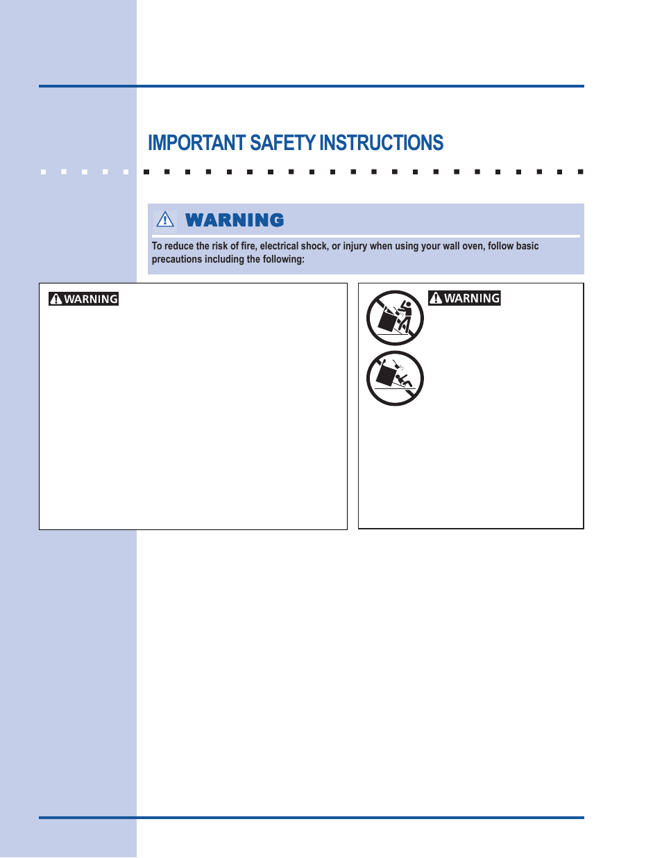 Safety, Important safety instructions, Warning | Electrolux Gas Slide-In Range User Manual | Page 4 / 52