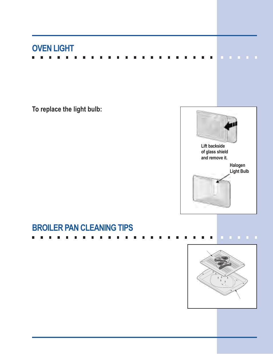 Care & cleaning, Oven light, Broiler pan cleaning tips | Electrolux Gas Slide-In Range User Manual | Page 45 / 52