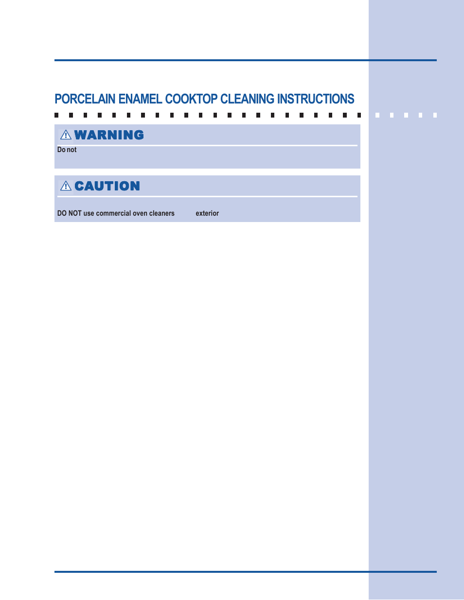 General care & cleaning, Porcelain enamel cooktop cleaning instructions | Electrolux Gas Slide-In Range User Manual | Page 47 / 52