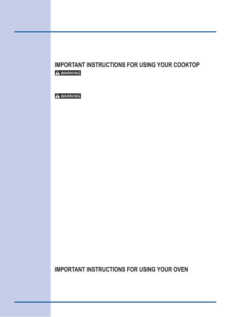Safety, Important instructions for using your cooktop, Important instructions for using your oven | Electrolux Gas Slide-In Range User Manual | Page 6 / 52