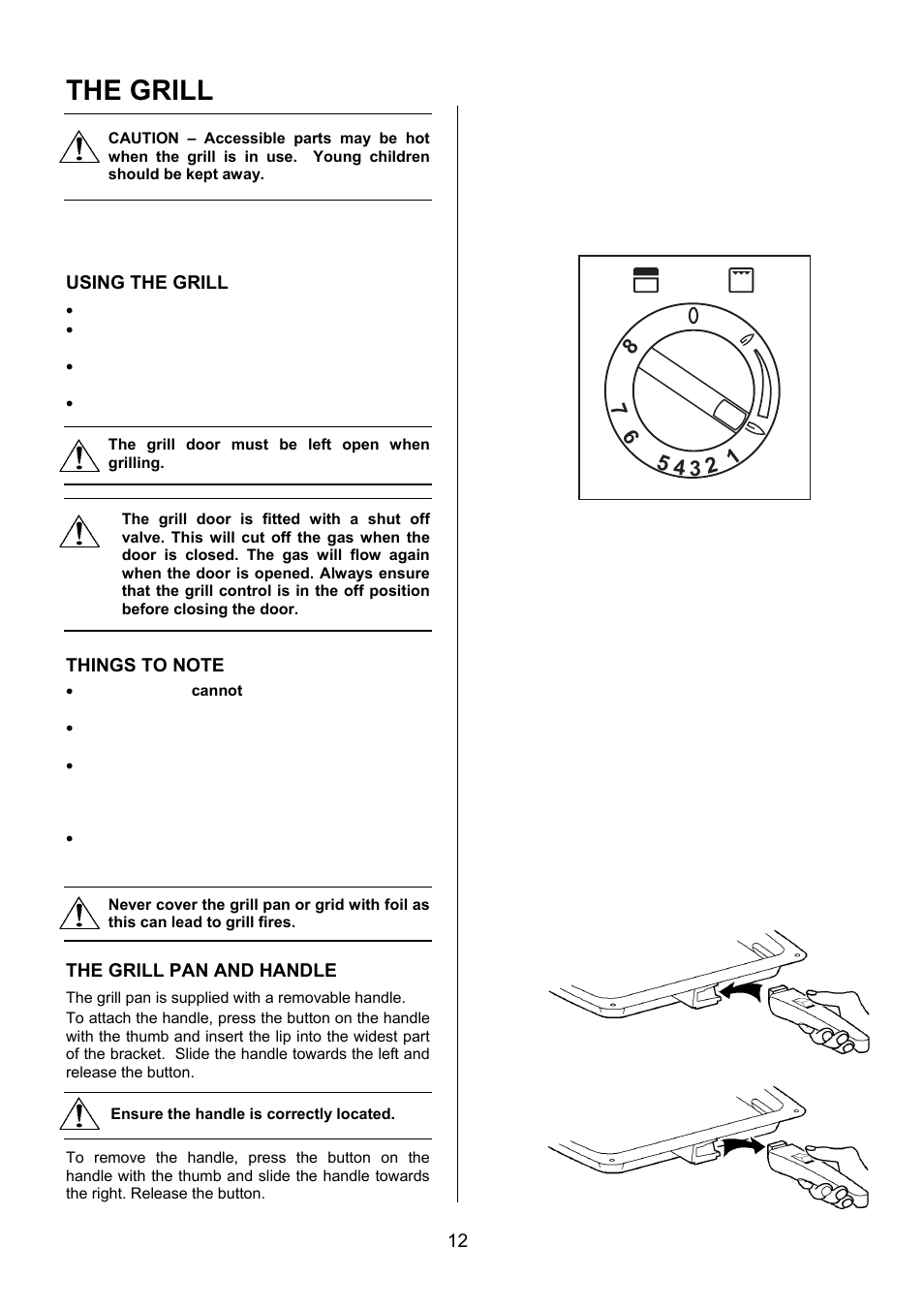 The grill, Using the grill, The grill pan and handle | Electrolux EKG6046/EKG6047 User Manual | Page 12 / 40