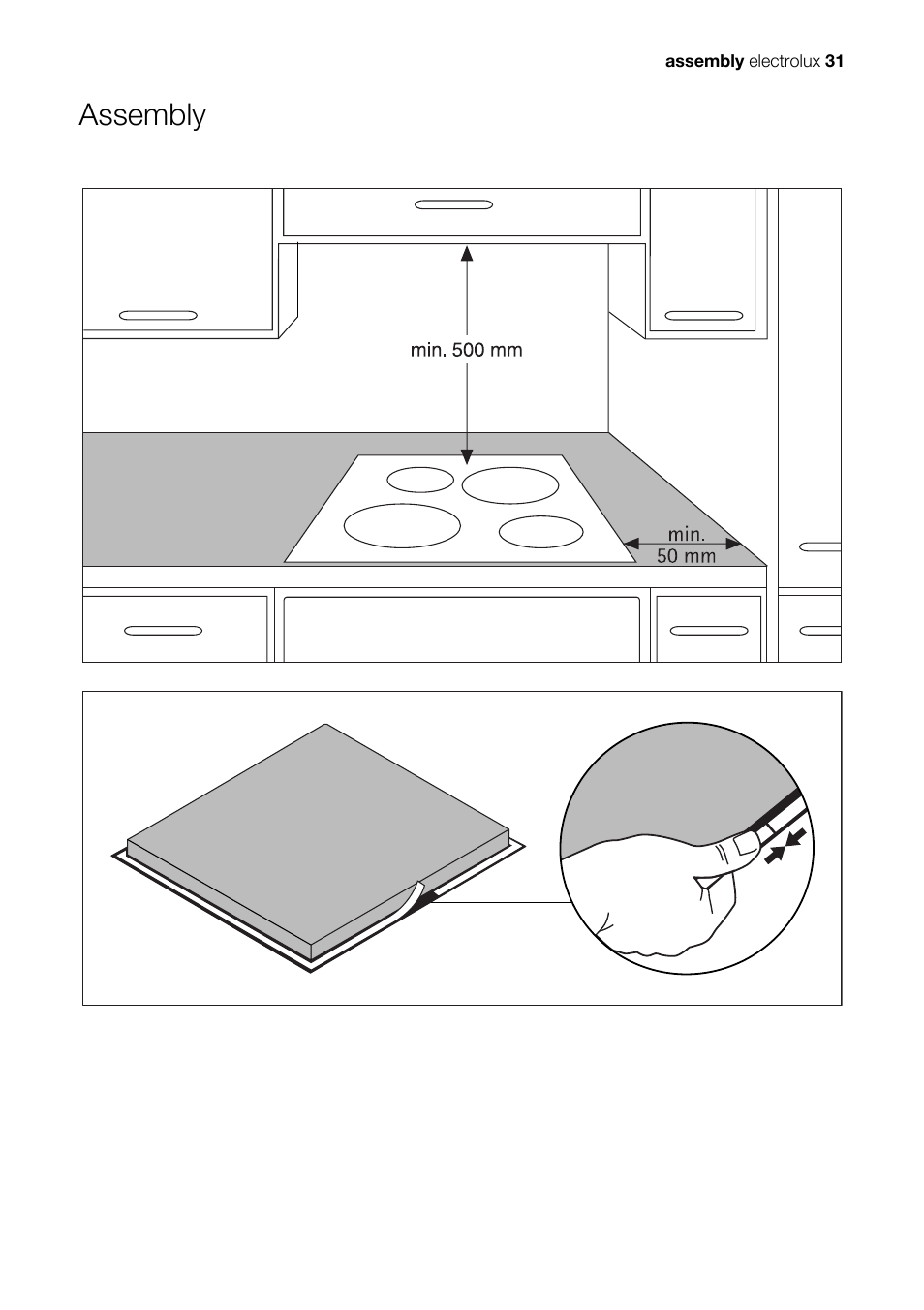 Assembly | Electrolux Ceramic Glass Hob EHS601210P User Manual | Page 31 / 40