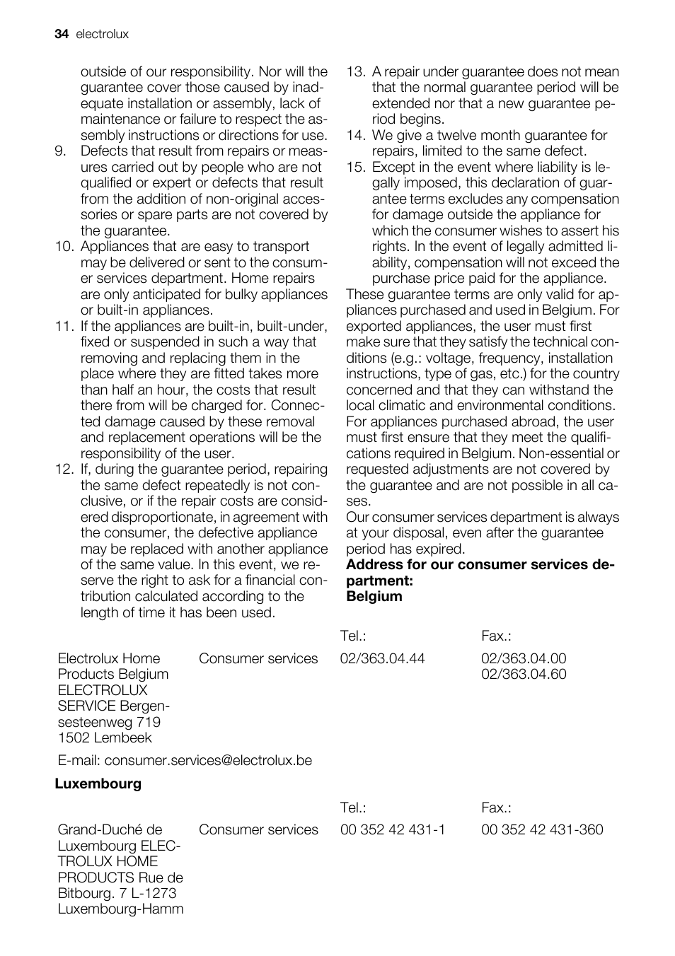 Electrolux EKD60760 User Manual | Page 34 / 40