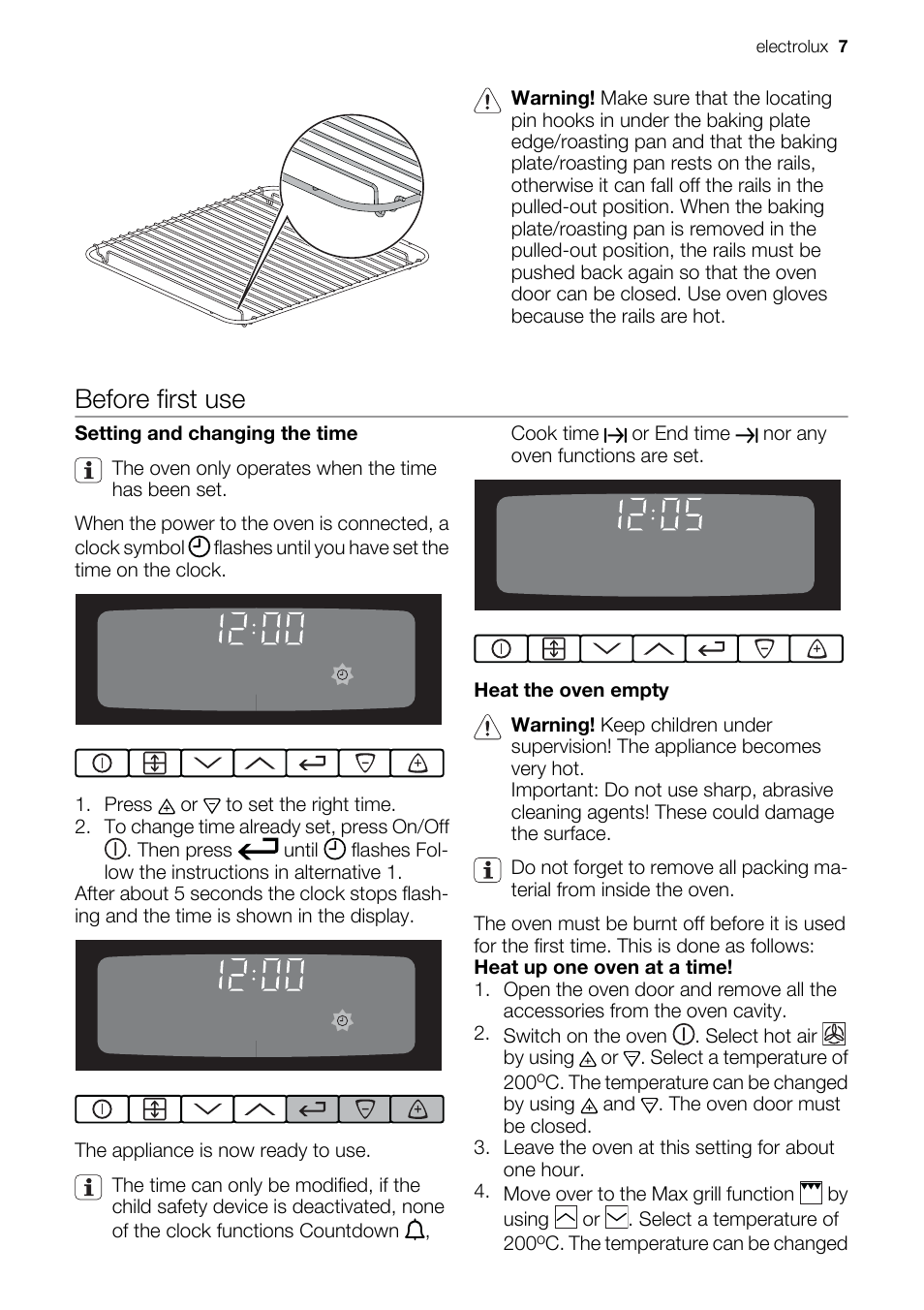 Before first use | Electrolux EKD60760 User Manual | Page 7 / 40