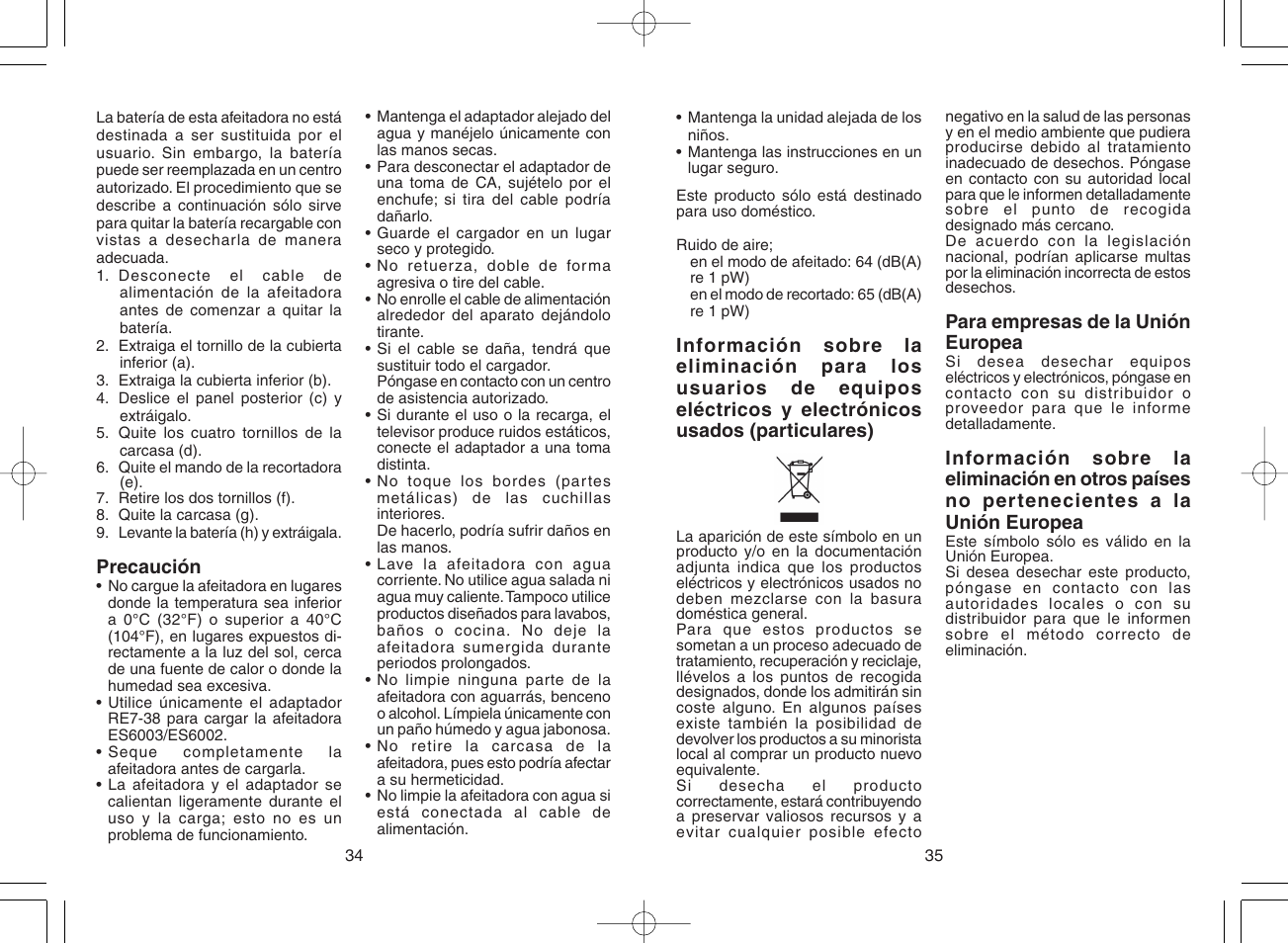 Panasonic ES 6002 User Manual | Page 18 / 50