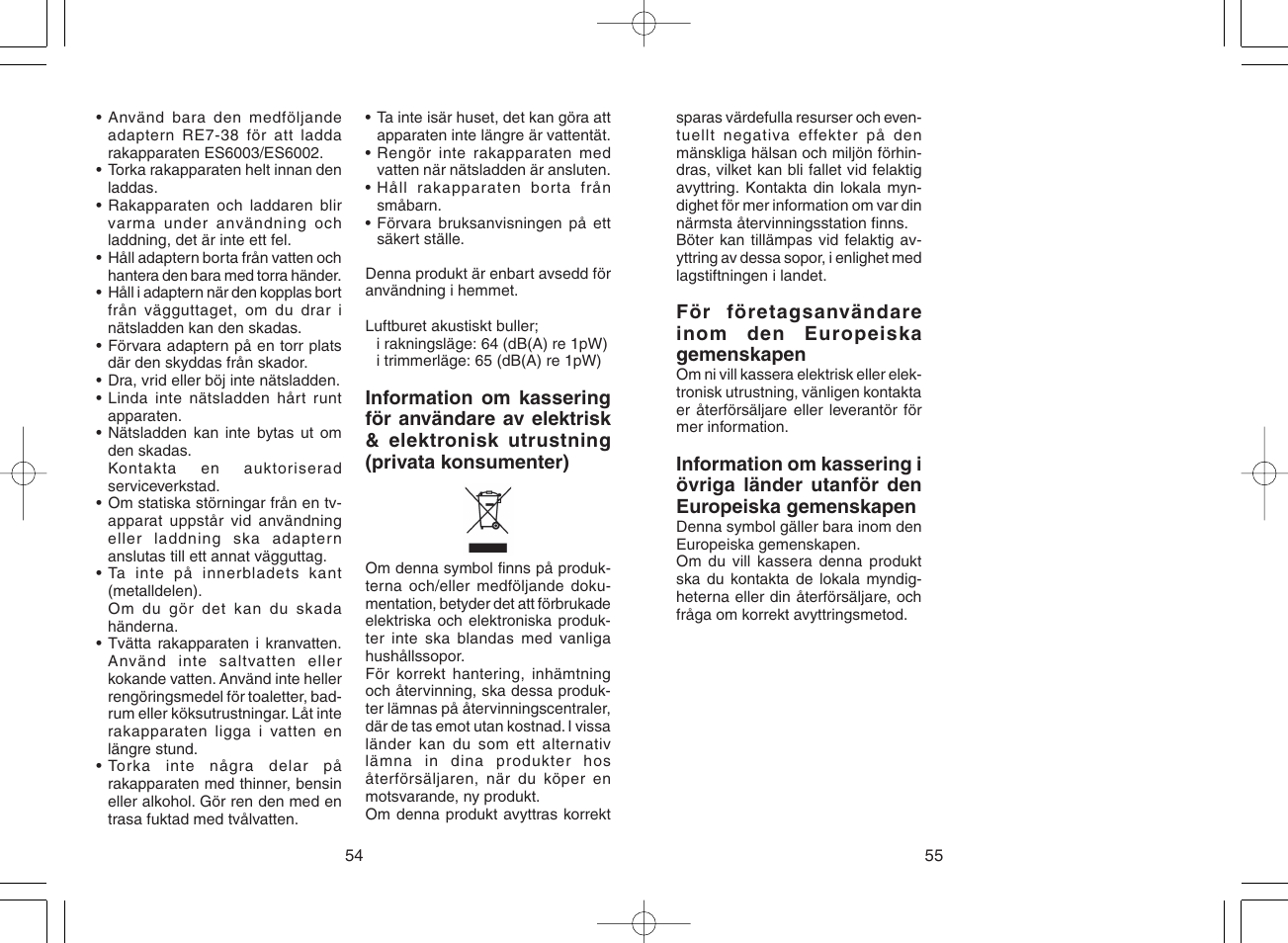 Panasonic ES 6002 User Manual | Page 28 / 50