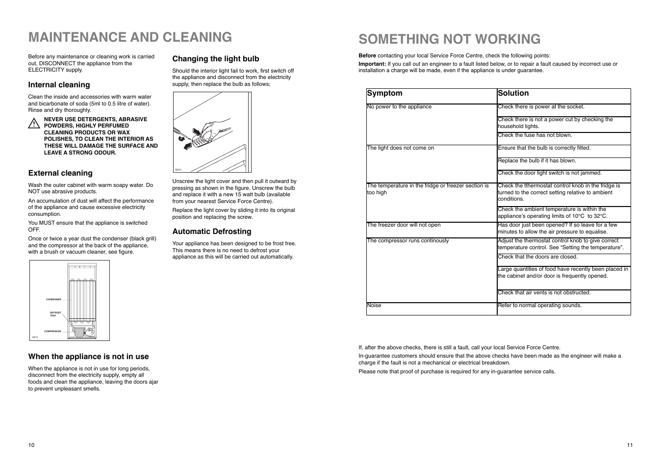 Maintenance and cleaning, Something not working | Electrolux ER 7620 B User Manual | Page 10 / 20