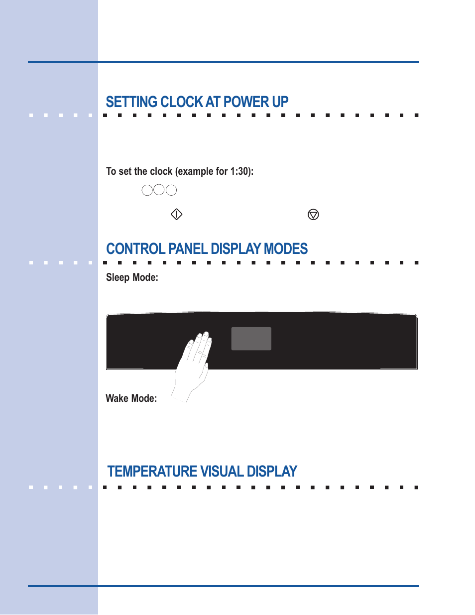 Getting started, Temperature visual display | Electrolux 318 205 111 User Manual | Page 12 / 44