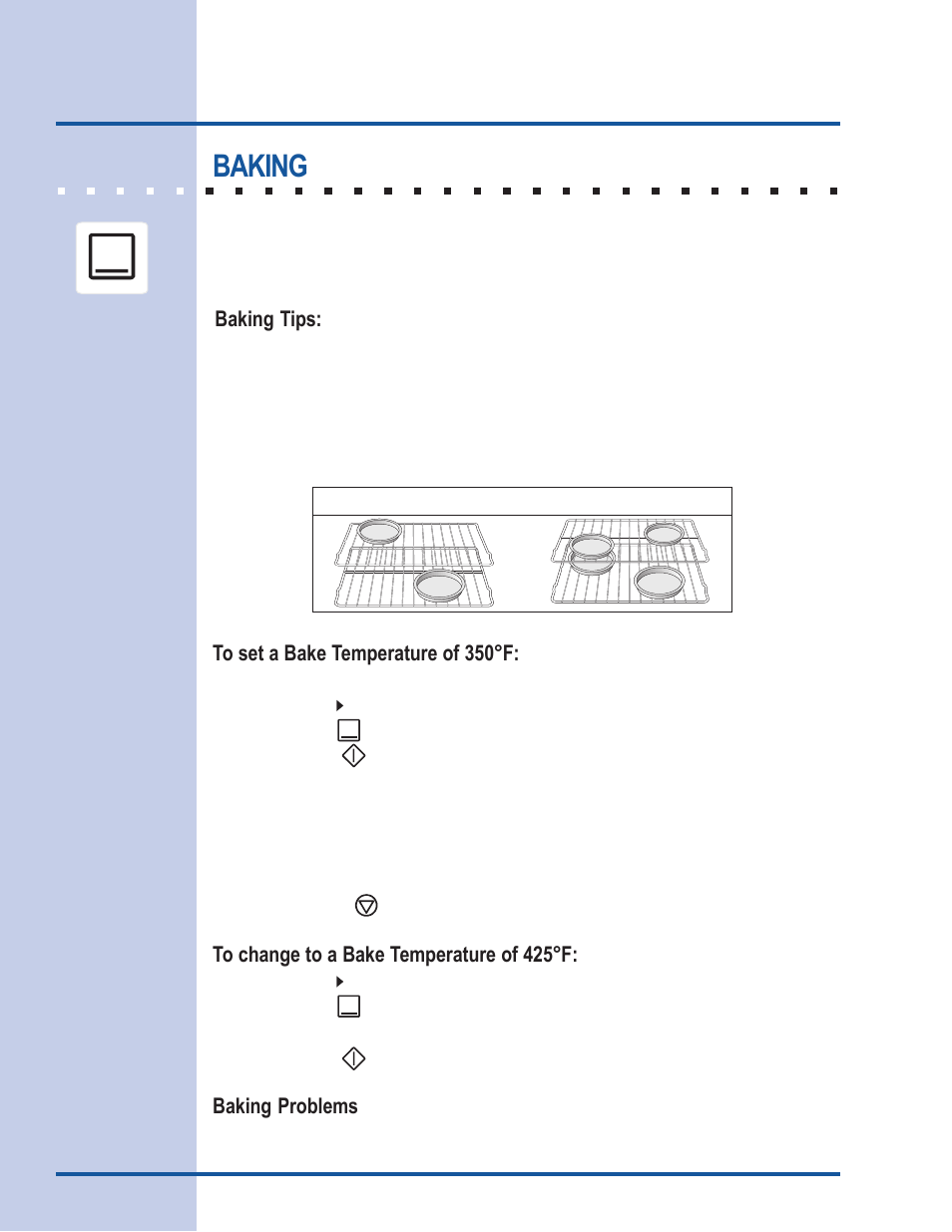 Cooking modes, Baking, Baking problems | Baking tips | Electrolux 318 205 111 User Manual | Page 14 / 44