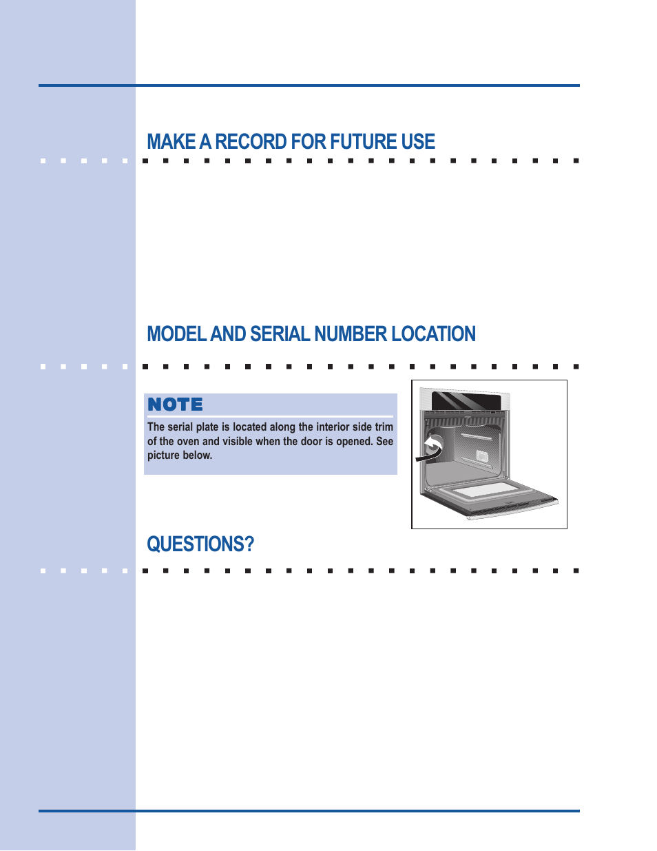 Finding information, Make a record for future use, Model and serial number location questions | Electrolux 318 205 111 User Manual | Page 2 / 44