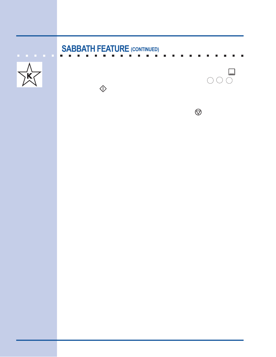 Oven controls, Sabbath feature | Electrolux 318 205 111 User Manual | Page 34 / 44