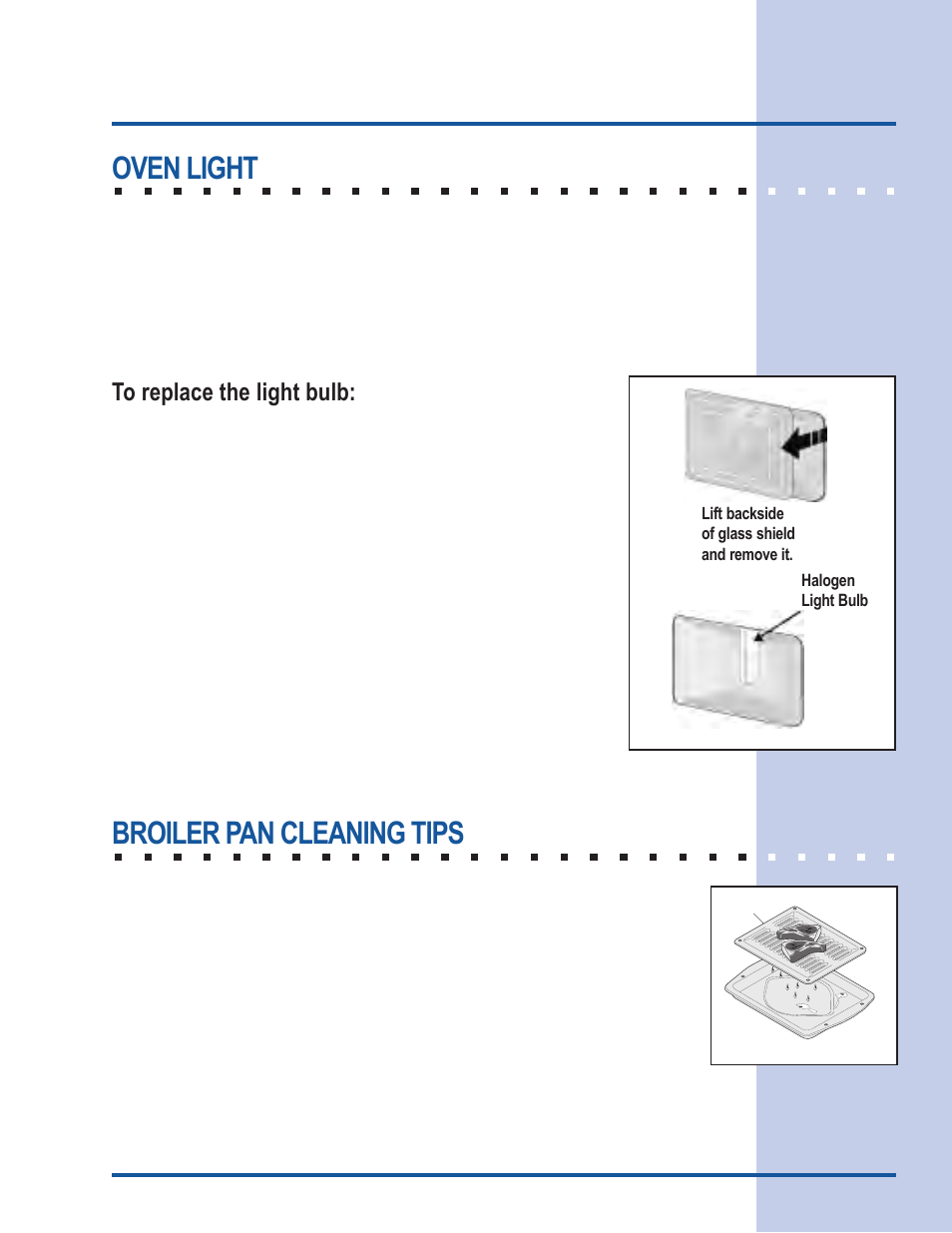 Care & cleaning, Oven light, Broiler pan cleaning tips | Electrolux 318 205 111 User Manual | Page 39 / 44