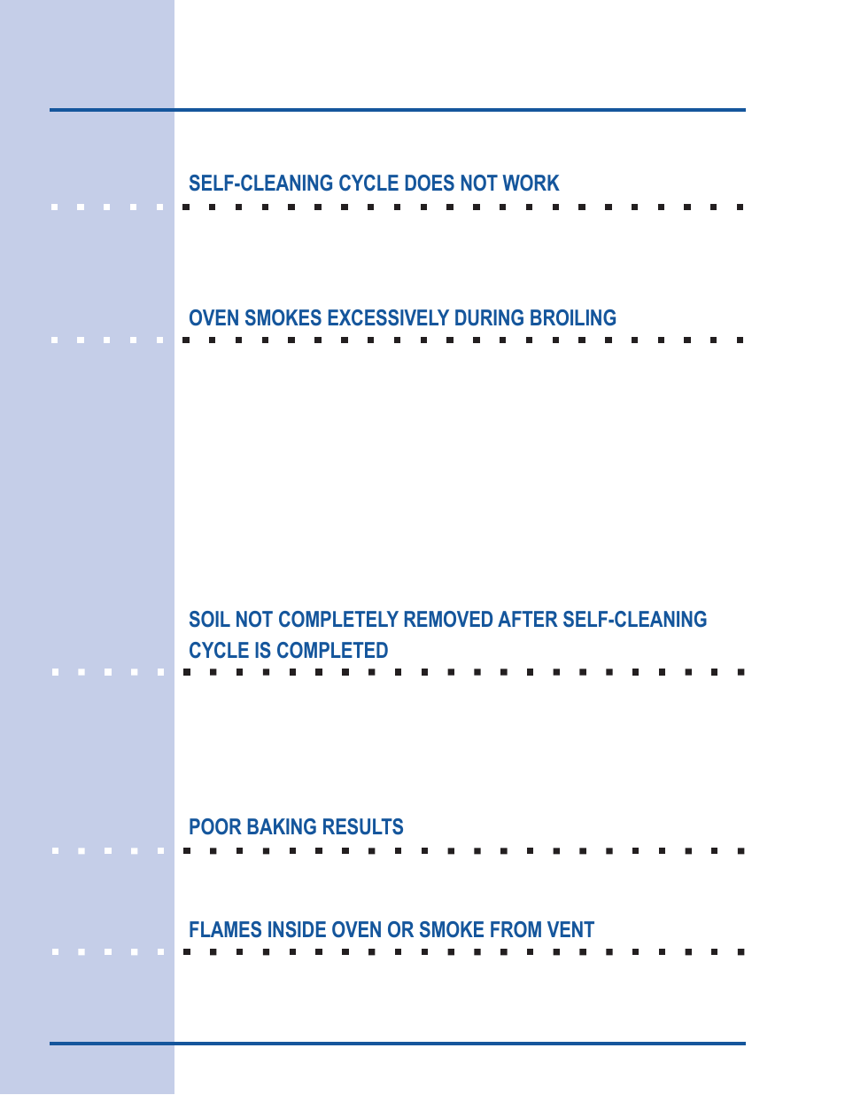 Solutions to common problems, Self-cleaning cycle does not work, Oven smokes excessively during broiling | Poor baking results, Flames inside oven or smoke from vent | Electrolux 318 205 111 User Manual | Page 42 / 44