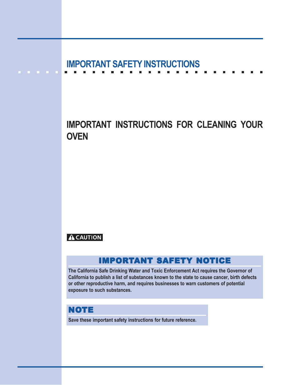 Safety, Important safety instructions, Important instructions for cleaning your oven | Electrolux 318 205 111 User Manual | Page 6 / 44