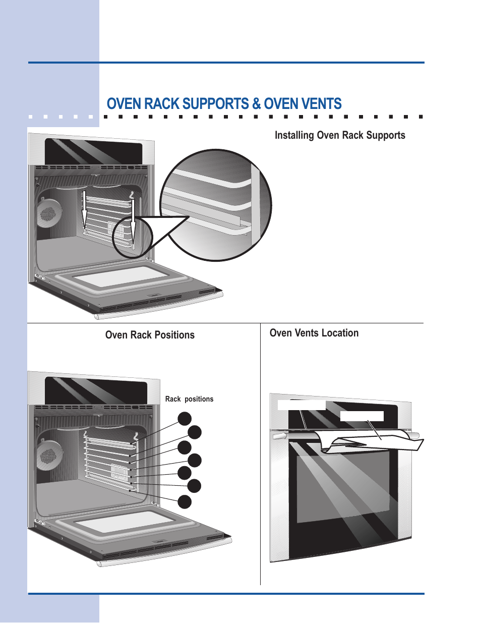 Feature overview, Oven rack supports & oven vents | Electrolux 318 205 111 User Manual | Page 8 / 44