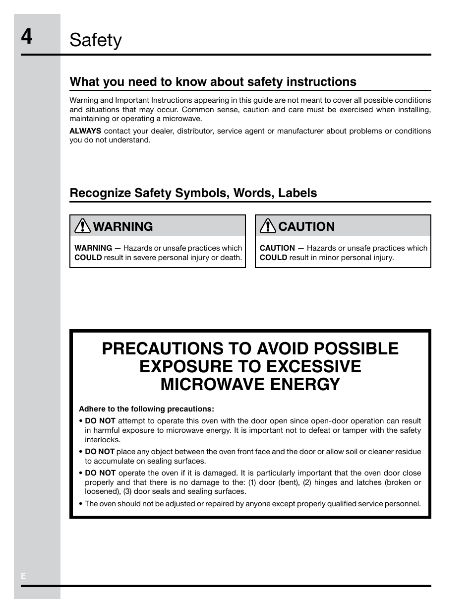 Safety | Electrolux Convection Microwave Oven PN316902496 User Manual | Page 4 / 39