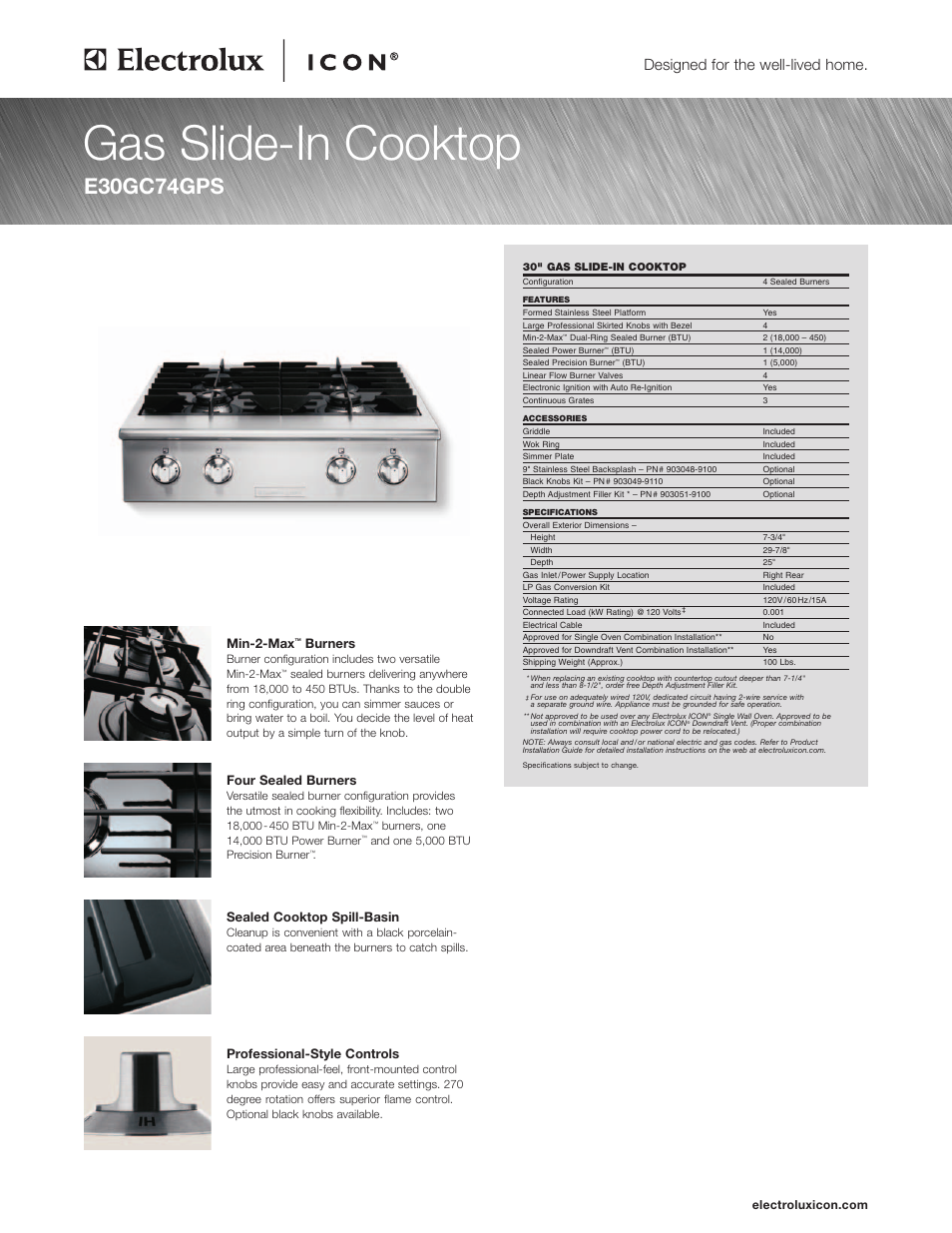 Electrolux E30GC74GPS User Manual | 4 pages