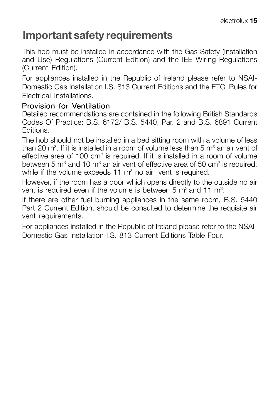 Important safety requirements | Electrolux EHT 60410 User Manual | Page 15 / 28