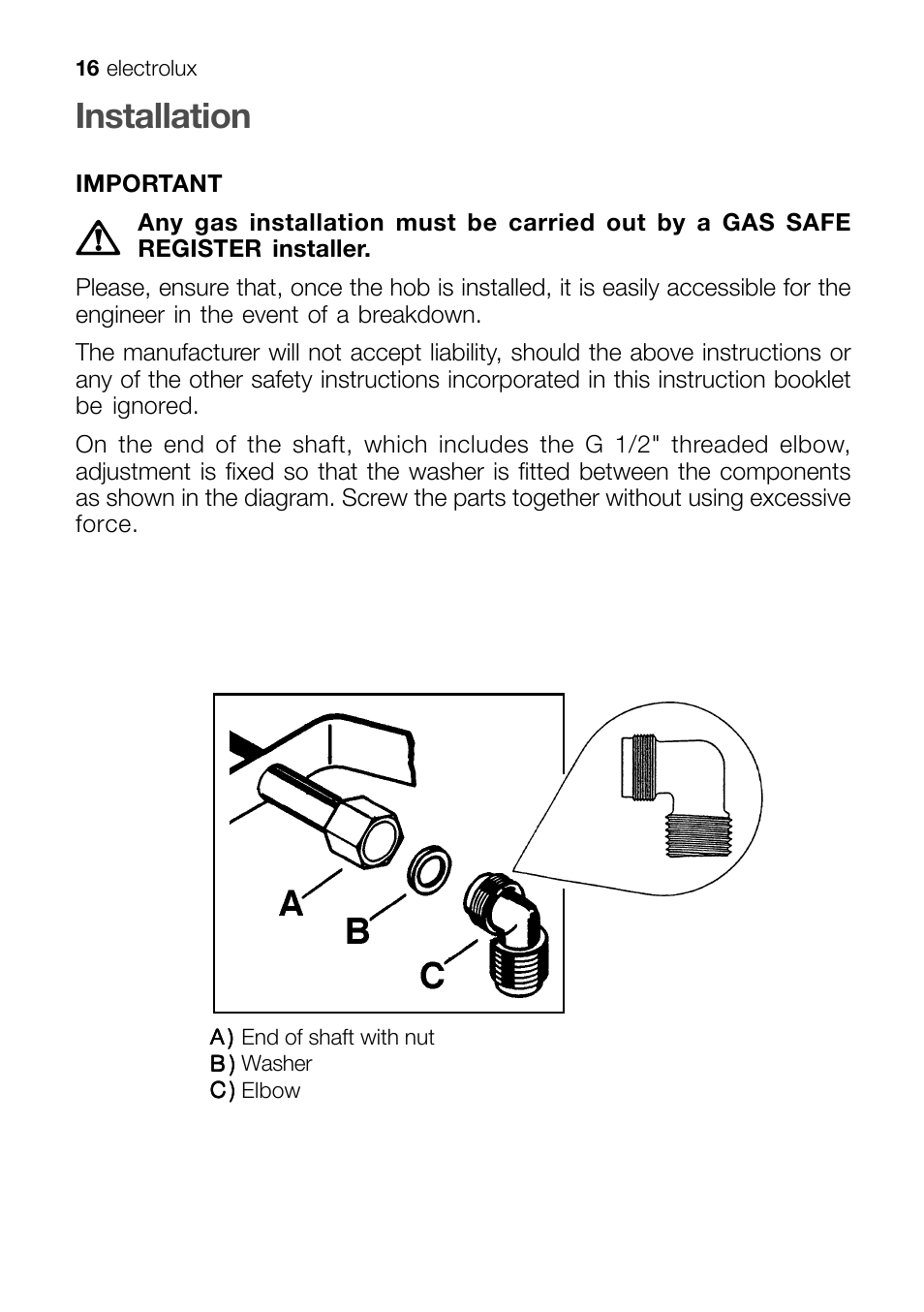 Installation | Electrolux EHT 60410 User Manual | Page 16 / 28