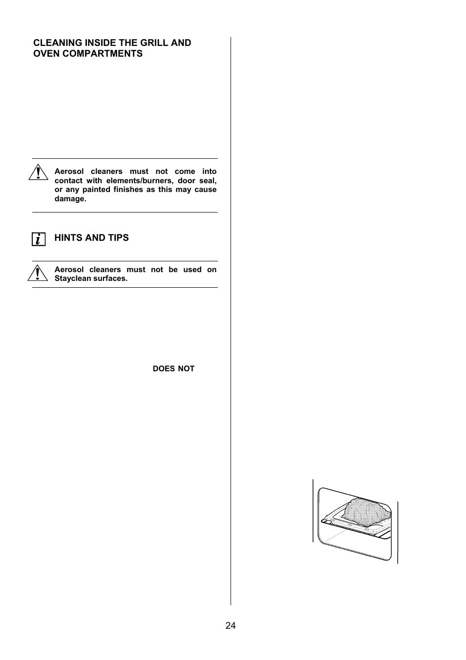 24 cleaning inside the grill and oven compartments, Hints and tips | Electrolux U28065 EIKG5546 User Manual | Page 24 / 40