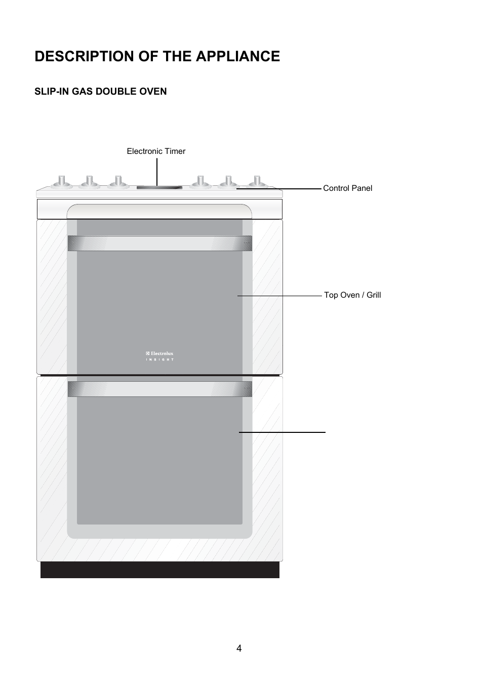 Description of the appliance | Electrolux U28065 EIKG5546 User Manual | Page 4 / 40