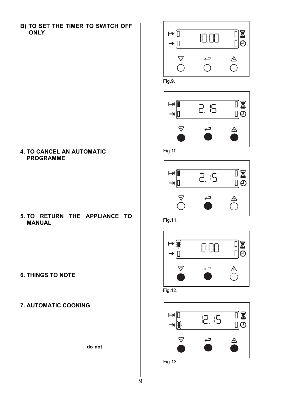 9b) to set the timer to switch off only, Automatic cooking | Electrolux U28065 EIKG5546 User Manual | Page 9 / 40