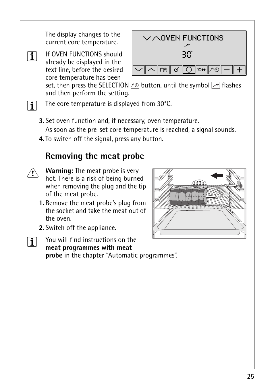 Wm¸¹º, Oven functions | Electrolux B9879-4 User Manual | Page 25 / 64