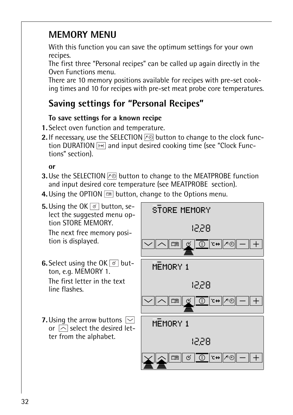 Wm¸¹pº, Wpmp¸¹º, Saving settings for “personal recipes | Electrolux B9879-4 User Manual | Page 32 / 64