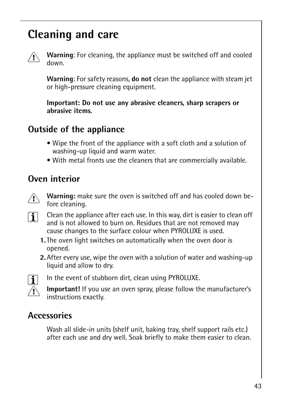 Cleaning and care 1 | Electrolux B9879-4 User Manual | Page 43 / 64