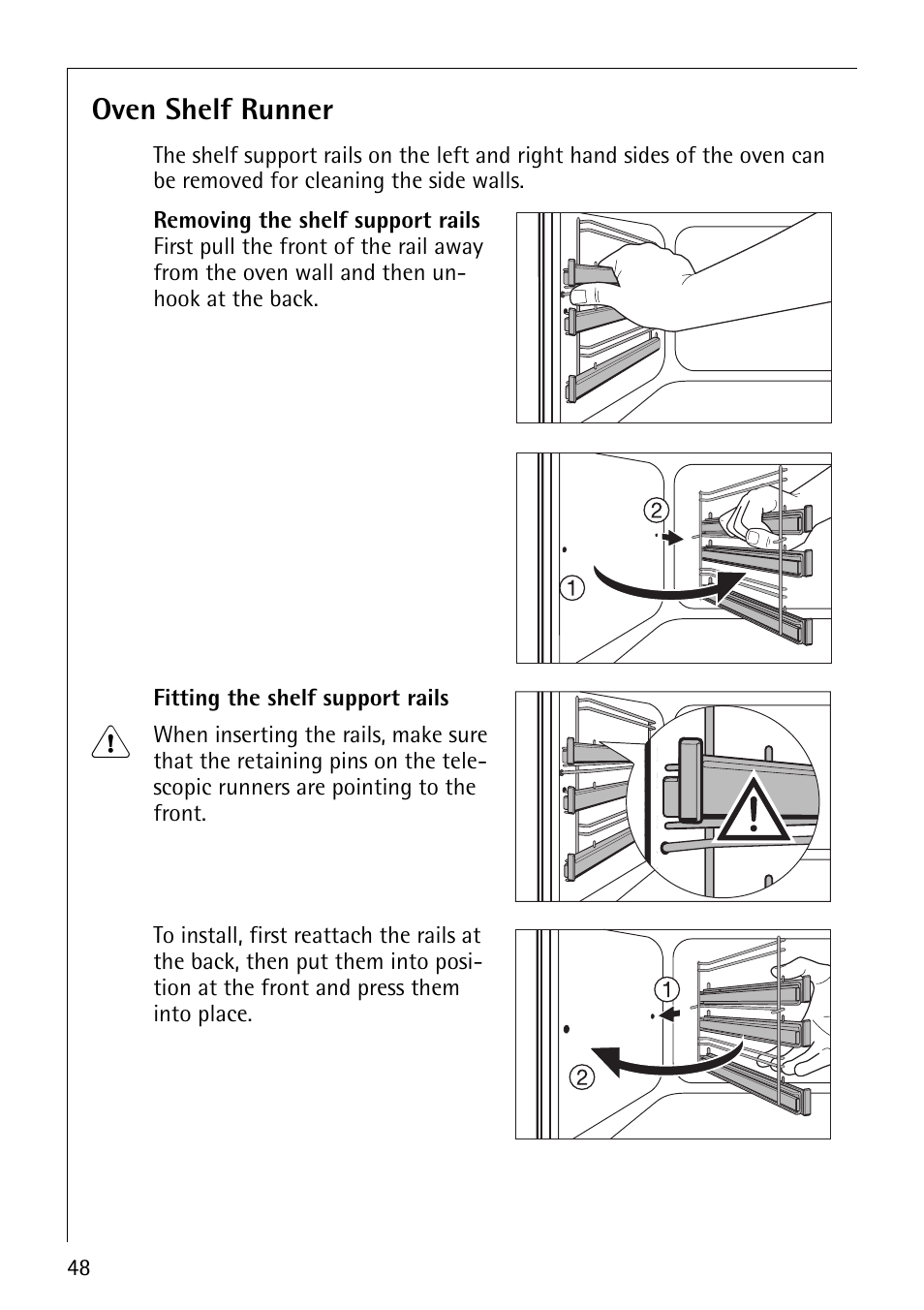 Oven shelf runner | Electrolux B9879-4 User Manual | Page 48 / 64