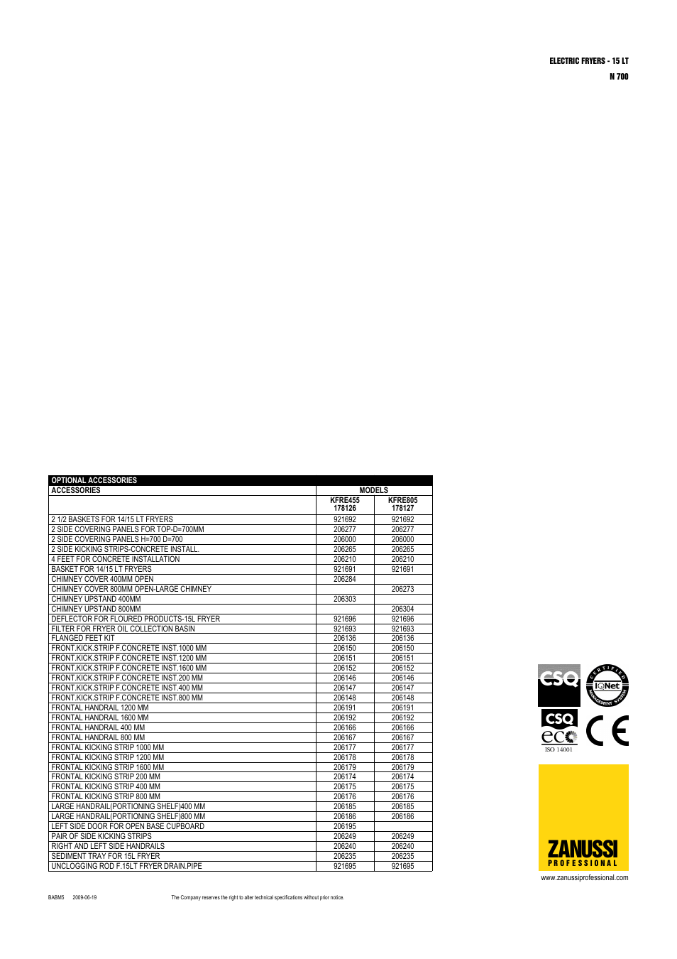 Zanussi | Electrolux KFRE805 User Manual | Page 2 / 4
