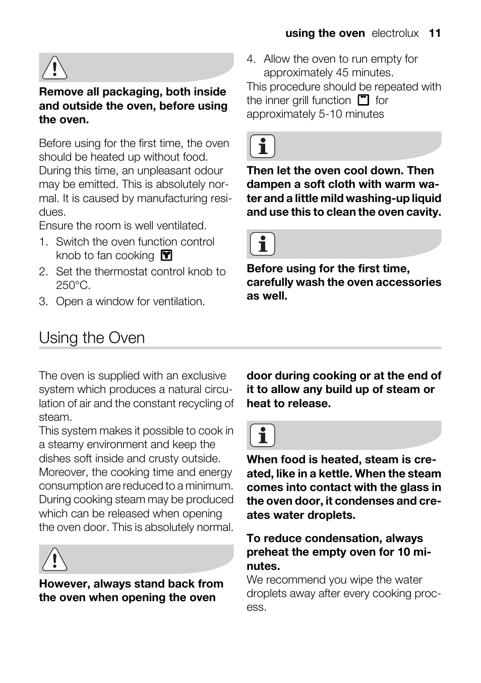 Using the oven | Electrolux U33024 EOB31010X User Manual | Page 11 / 40