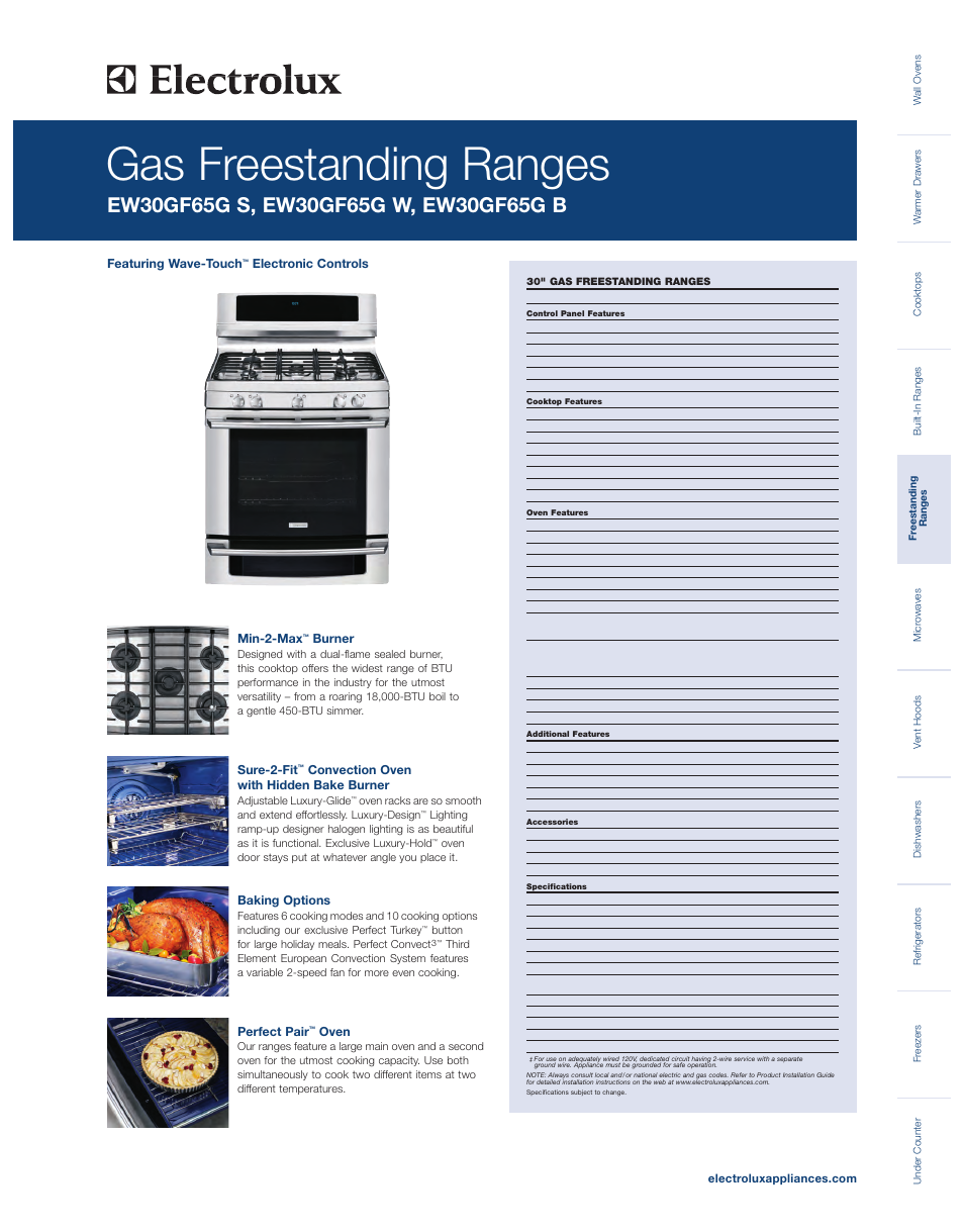 Electrolux EW30GF65G B User Manual | 2 pages