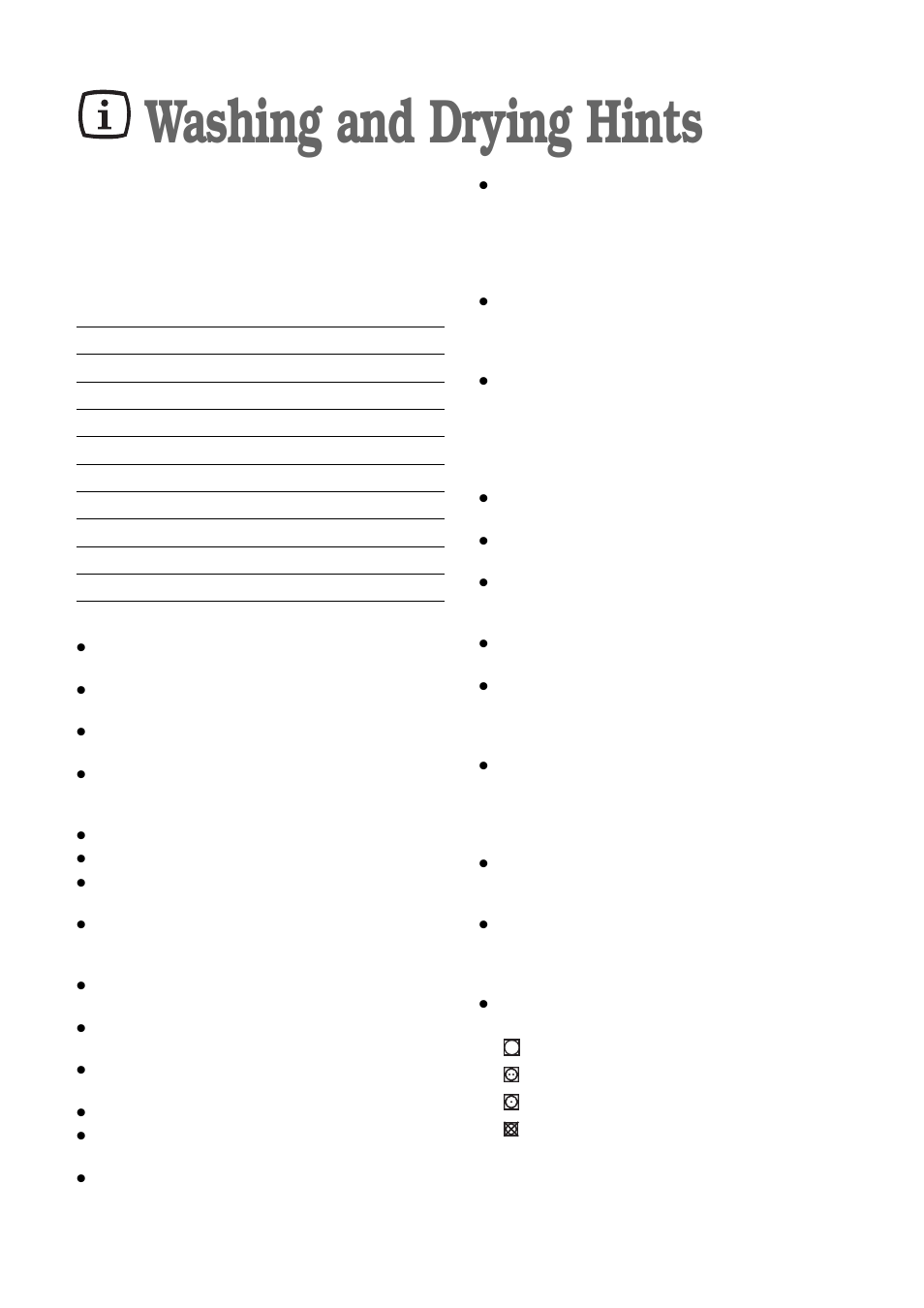 Washing and drying hints | Electrolux FWD 1210 User Manual | Page 13 / 31