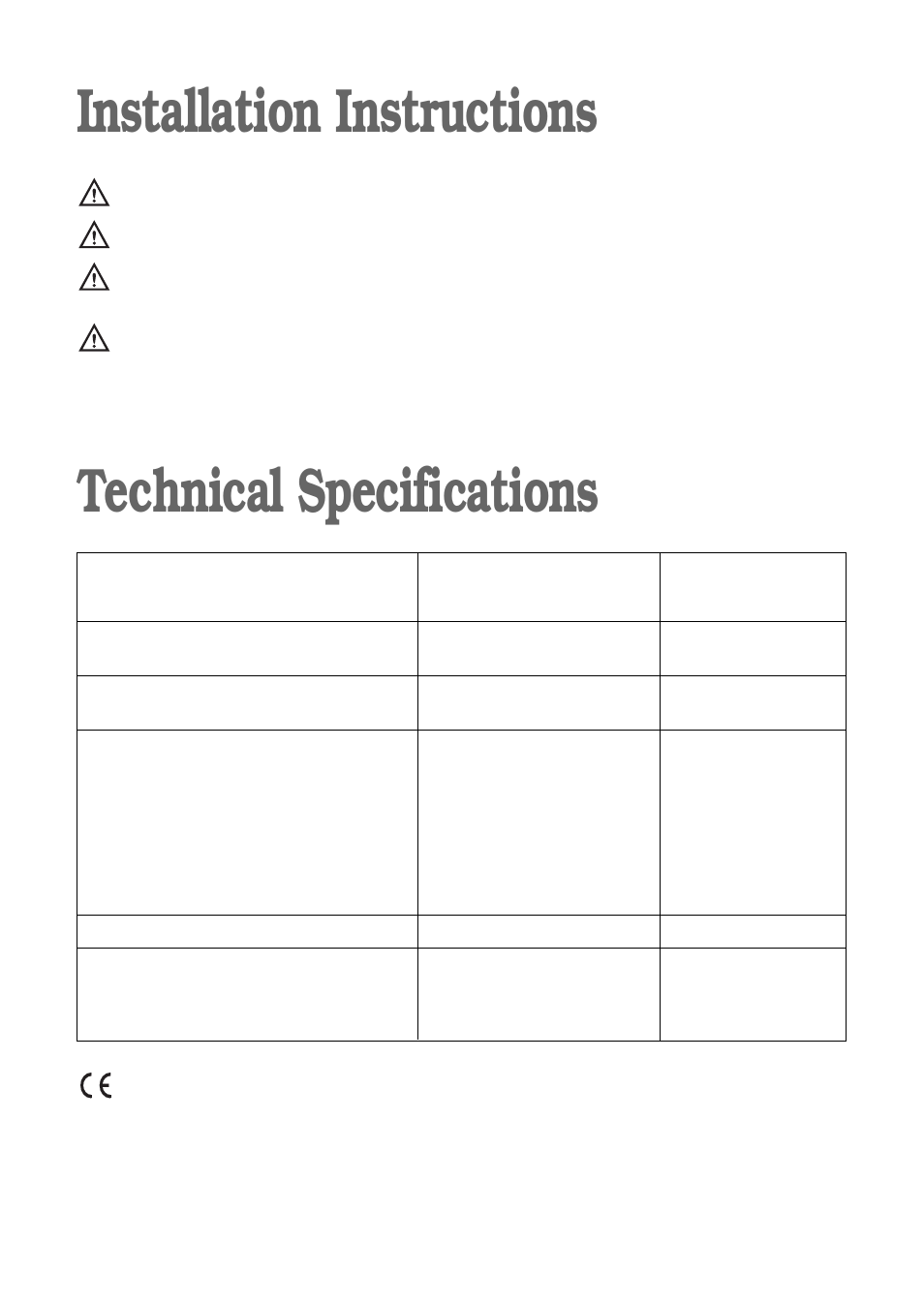 Installation instructions, Technical specifications | Electrolux FWD 1210 User Manual | Page 24 / 31